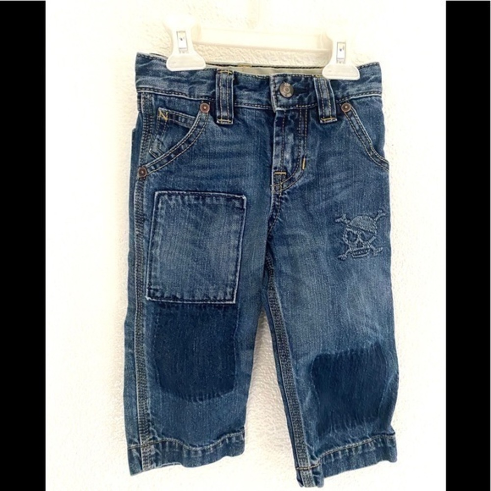 GAP denim skull patch jeans size 12-18 months